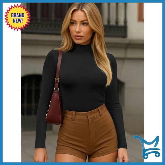 Women's 3 Pack Long Sleeve Mock Turtleneck Tops Thermal Layering - Picture 4 of 8